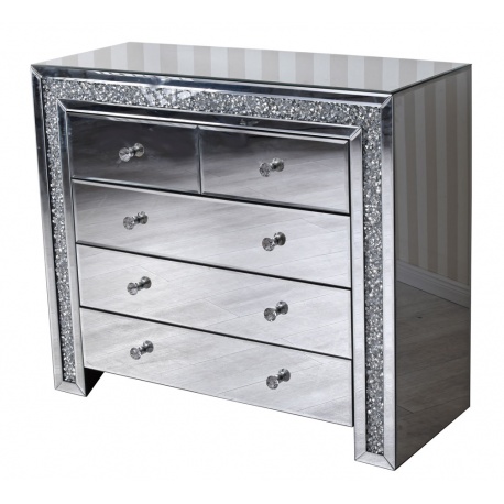 Comoda din lemn masiv argintiu cu oglinda