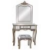 Masa de toaleta din lemn masiv argintiu cu oglinda si scaun