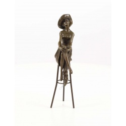 Doamna la bar- statueta Art Deco din bronz