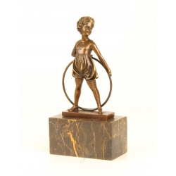 Fetita hula hop-statueta Art Deco din bronz