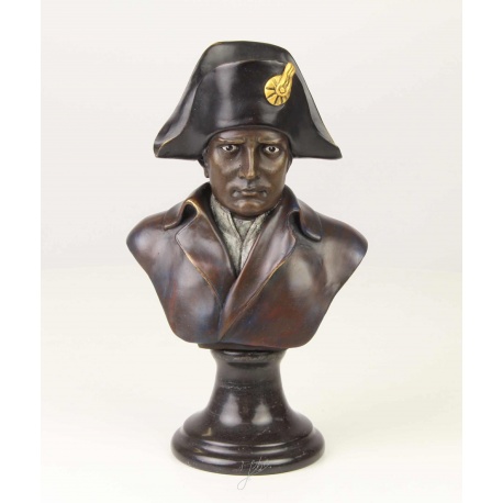 Bust Napoleon -statueta din bronz pe un soclu din marmura