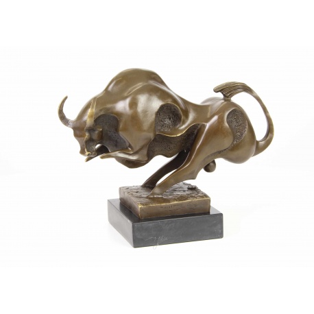 Taur stilizat - statueta din bronz pe soclu din marmura