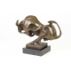 Taur stilizat - statueta din bronz pe soclu din marmura