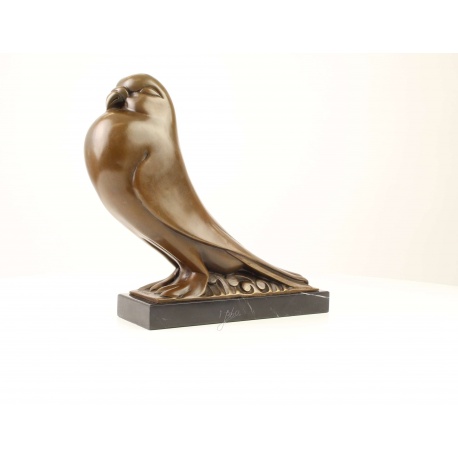 Statueta Art Deco din bronz cu un porumbel