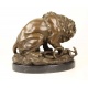 Leul si sarpele-statueta din bronz pe un soclu din marmura