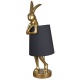 Lampa de masa cu un iepure auriu si abajur negru