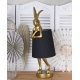 Lampa de masa cu un iepure auriu si abajur negru