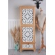 Cabinet turn Boho Style din lemn masiv natur cu decoratiuni albe