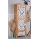 Cabinet turn Boho Style din lemn masiv natur cu decoratiuni albe