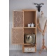 Cabinet turn Boho Style din lemn masiv natur cu decoratiuni albe