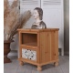 Noptiera Boho Style din lemn masiv natur cu decoratiuni albe