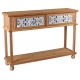 Consola Boho Style din lemn masiv natur cu decoratiuni albe