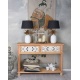 Consola Boho Style din lemn masiv natur cu decoratiuni albe