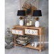 Consola Boho Style din lemn masiv natur cu decoratiuni albe