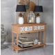 Consola Boho Style din lemn masiv natur cu decoratiuni albe