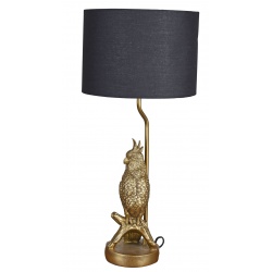 Lampa de masa cu un papagal si abajur negru