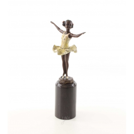 Micuta balerina - statueta din bronz pictat pe soclu din marmura