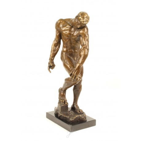 Adam - statueta mare din bronz pe soclu din marmura