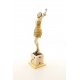 Statueta Art Deco din bronz cu o dansatoare, vopsita alb cu auriu