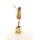 Statueta Art Deco din bronz cu o dansatoare, vopsita alb cu auriu