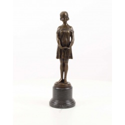 Fetita - statueta din bronz pe soclu din marmura