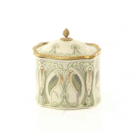 Bomboniera Art Nouveau  din portelan Craquele cu bronz