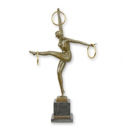 Dansatoare Art Deco - statueta din bronz pe soclu din marmura