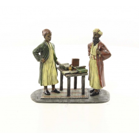 Doi scribi arabi-statueta din bronz pictat