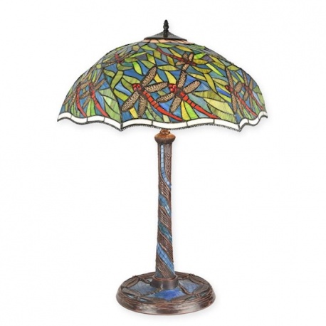 Lampa Tiffany din bronz cu libelule