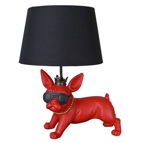 Lampa de masa cu un buldog francez rosu