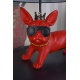 Lampa de masa cu un buldog francez rosu