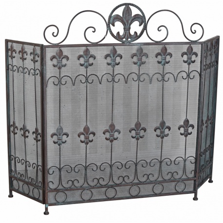 Paravan pentru semineu din fier forjat antik black