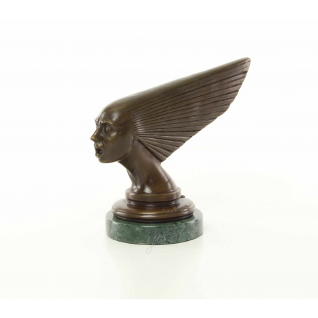 Cap de femeie Art Deco- statueta din bronz pe soclu din marmura