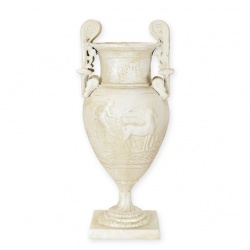 Urna greceasca din fonta cu finsaj alb antichizat