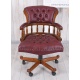 Fotoliu Chesterfield din lemn mahon cu piele ecologica burgund