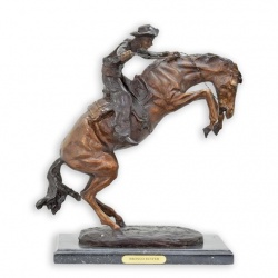Bronco Buster-statueta din bronz cu un soclu din marmura