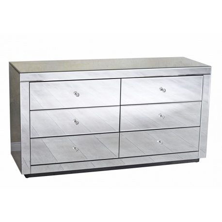 Comoda din lemn masiv argintiu cu oglinda