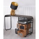 Birou industrial din metal cu lemn masiv maro