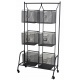 Dulap industrial din metal negru cu sase cosuri