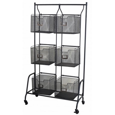 Dulap industrial din metal negru cu sase cosuri
