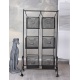Dulap industrial din metal negru cu sase cosuri