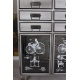 Dulap industrial din metal gri inchis cu sase sertare si doua dulapuri