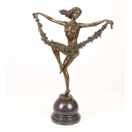 Dansatoare cu flori-statueta Art Deco din bronz