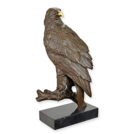 Vultur sezand-statueta din bronz pe un soclu din marmura