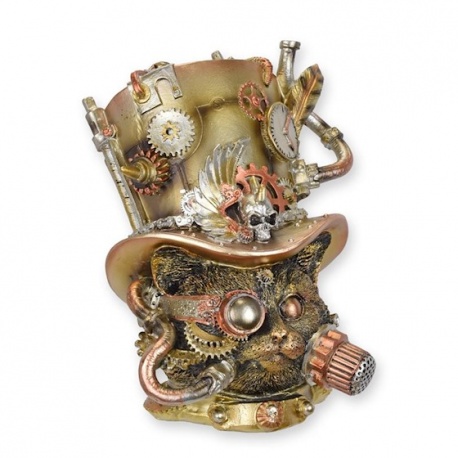Statueta STEAMPUNK cu craniu de pisica