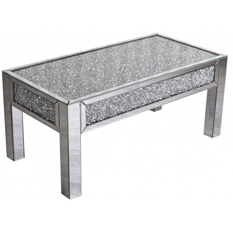 Masuta cafea din lemn masiv argintiu cu oglinda