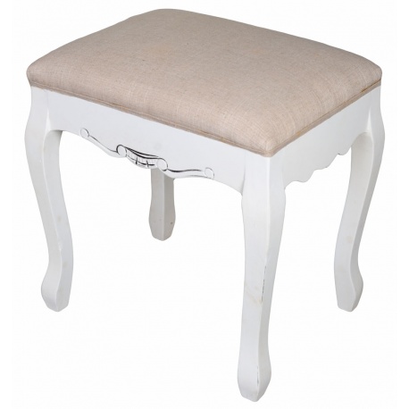 Scaunel din lemn masiv alb cu tapiterie bej