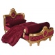 Sofa baroc pentru copii din lemn masiv cu tapiterie burgund