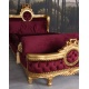 Sofa baroc pentru copii din lemn masiv cu tapiterie burgund