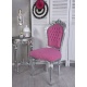 Scaun baroc din lemn masiv argintiu cu tapiterie fucsia
